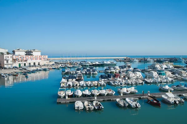 Tekne turist bisceglie limanda palamarla. Apulia. — Stok fotoğraf