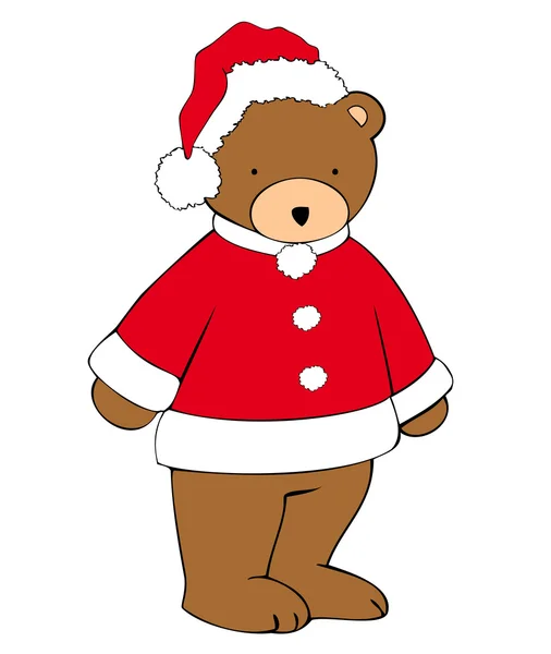 泰迪熊与圣诞老人帽子. — 图库矢量图片