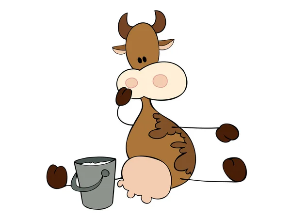 Dojnice s mlékem kbelík. — Stockový vektor