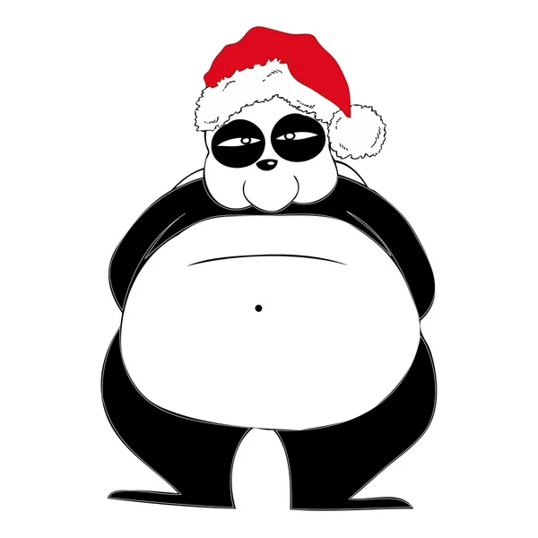 Panda med jultomten hatt. — Stock vektor