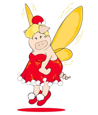 Christmas Fairy Pig. clipart