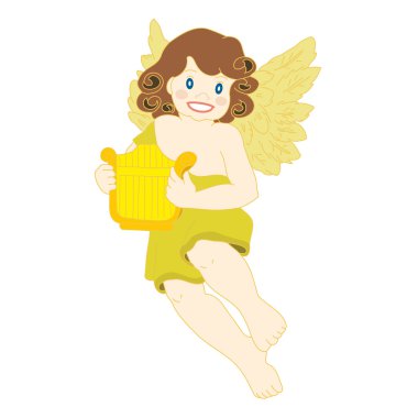 Angel with Harp. clipart