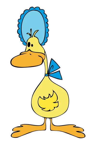 Duck with Blue Bonnet. — Stock Vector