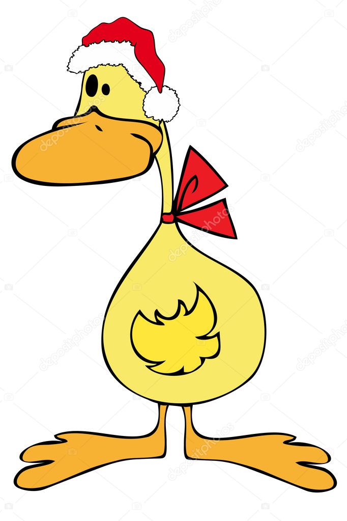 Duck with Santa Claus Hat.