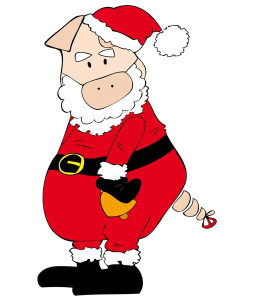 Santa Claus Pig with Bell. — Stock Vector