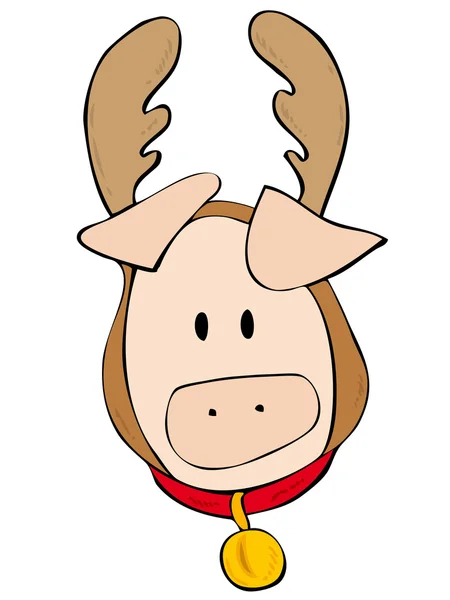 Funny Reindeer Pig. — Stock Vector