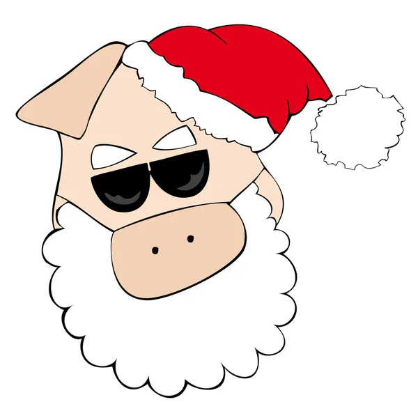 Babbo Natale Maiale con occhiali da sole . — Vettoriale Stock