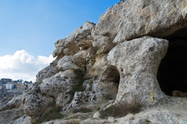 Paleolitik mağara. Matera. Basilicata.