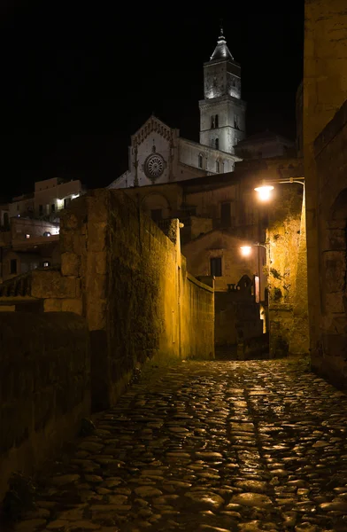 Matera Bei Nacht Basilikata — Stockfoto