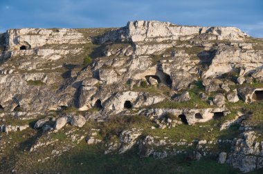 Paleolitik mağaralar. Matera. Basilicata.