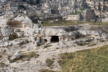 Paleolitik mağara. Matera. Basilicata.