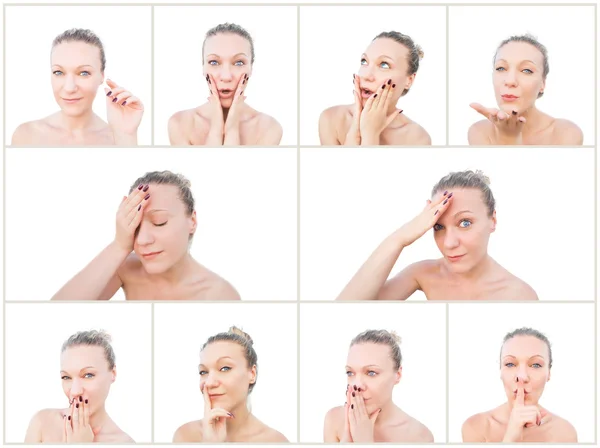 Blonde woman facial expressions. — Stock Photo, Image