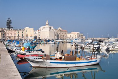 Panoramic view of Trani seaport. Apulia. clipart