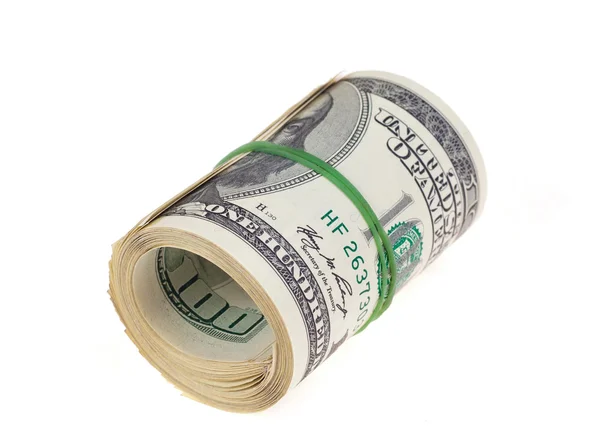 Rolled $100 dollar bills — Stock Photo, Image