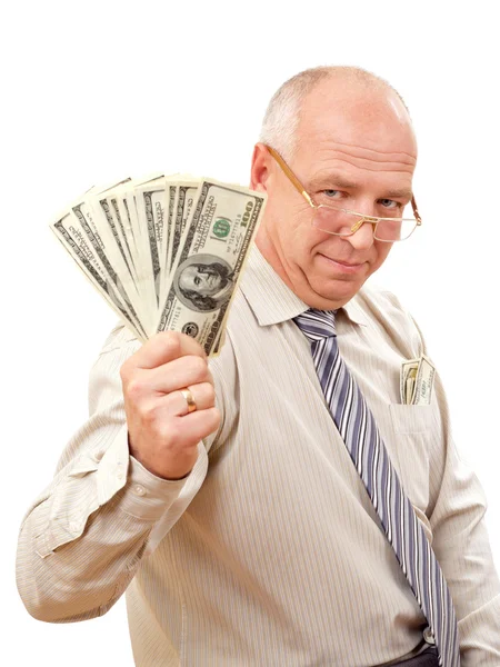 Бізнесмен, що показує валюту - долар Стокове Фото