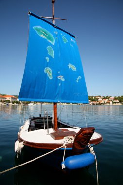 Ship in croatia with the map of the islands clipart