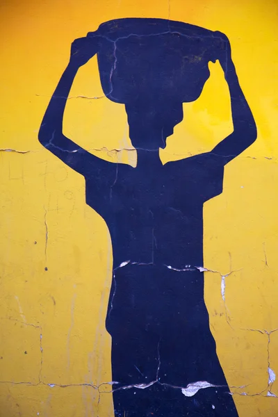 蓝色形状的非洲女人 — 图库照片