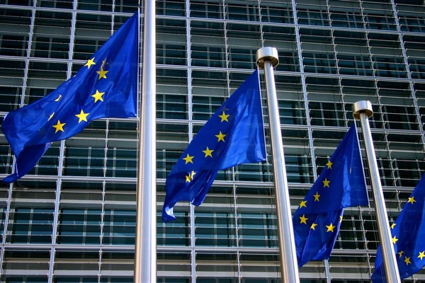 Brusel evropské vlajky — Φωτογραφία Αρχείου