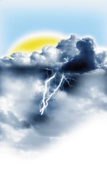 Stormen en zon op hetzelfde moment — Stockfoto