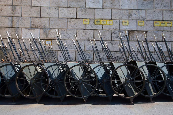 Metallic cart on wheel — Stock Photo, Image