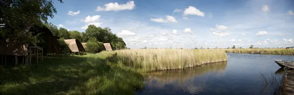 stock image Panorama of lodge facing the river