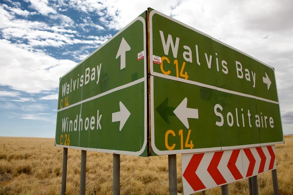 Estrada de sinal em Namíbia — Fotografia de Stock