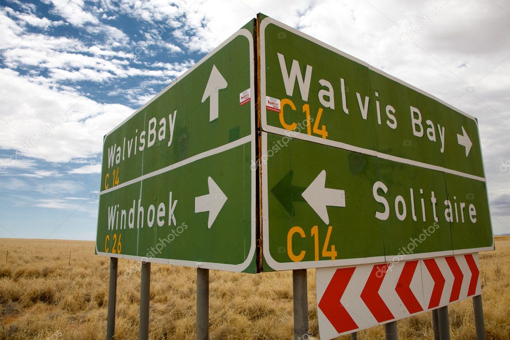 Sign Road in Namibia