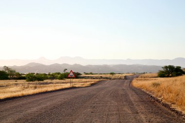 Namibya 'da çakıl yolu