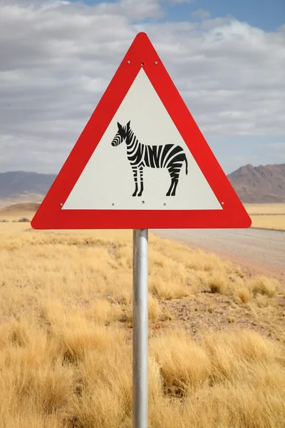 Небезпека зебр дорожній знак — стокове фото