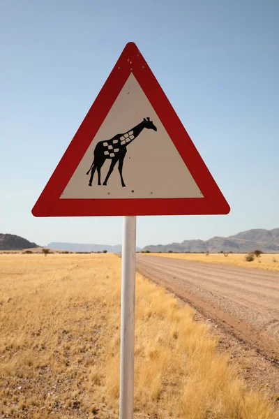 Gefahr Giraffen Verkehrsschild — Stockfoto