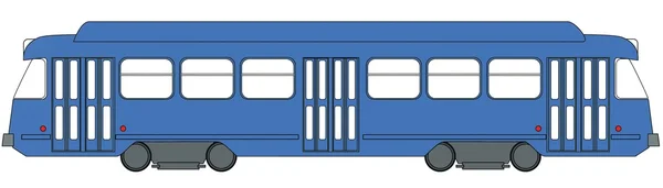 Brüksel'den mavi bir tramvay çizimi — Stok fotoğraf