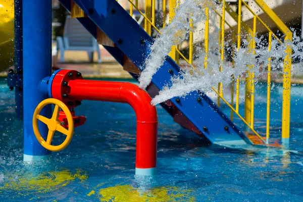 stock image Red iron tube in pool