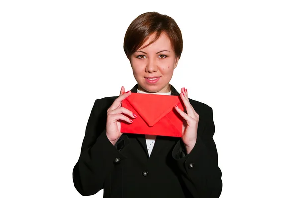 Ganska ung affärskvinna med kuvert — Stockfoto
