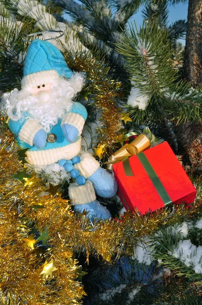 Vánoce, santa claus, červená a modrá — Stock fotografie