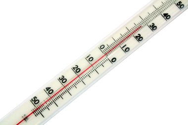 Beyaz arka plan üzerinde izole termometre ölçek