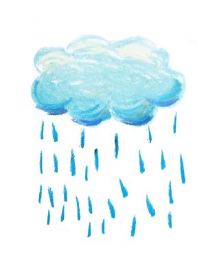 Fluffy Cloud with rain illustration isolated on white background clipart