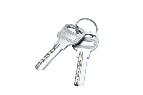 Twee moderne sleutels geïsoleerd — Stockfoto