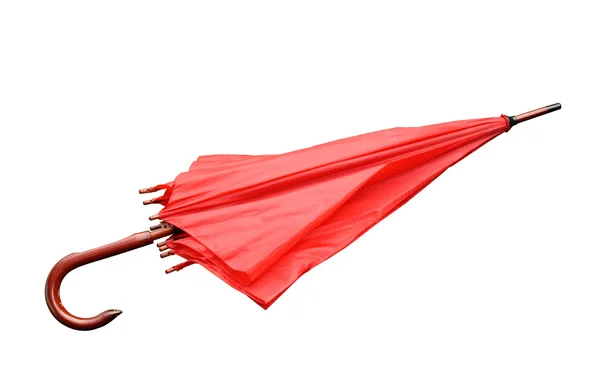 Paraguas rojo cerrado aislado — Foto de Stock
