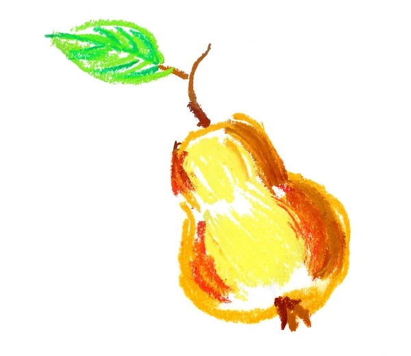Apfel Mit Blattzeichnung Isoliert Auf Weißem Hintergrund — Stockfoto