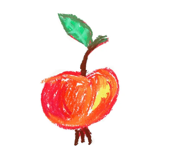 リンゴ葉図面と白い背景で隔離 — ストック写真