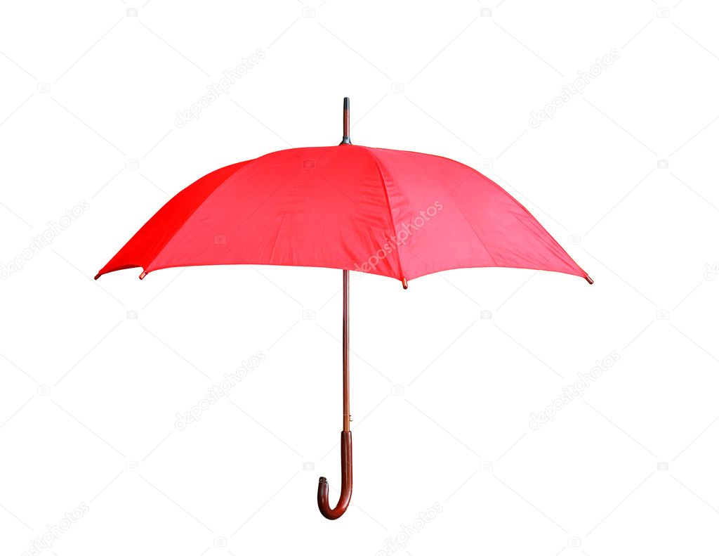 Red umbrella isolated on a white background