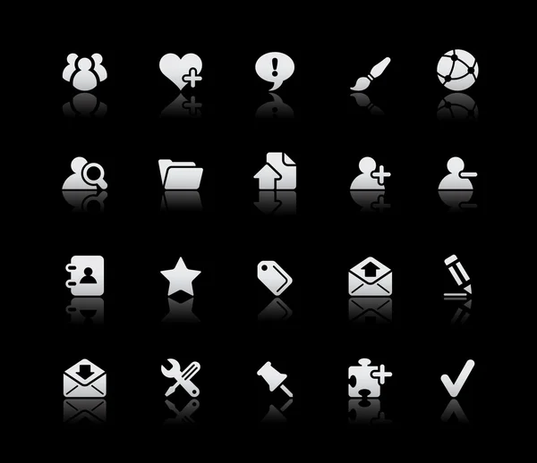 Vector Icons Reflected Black Background — Stock Vector