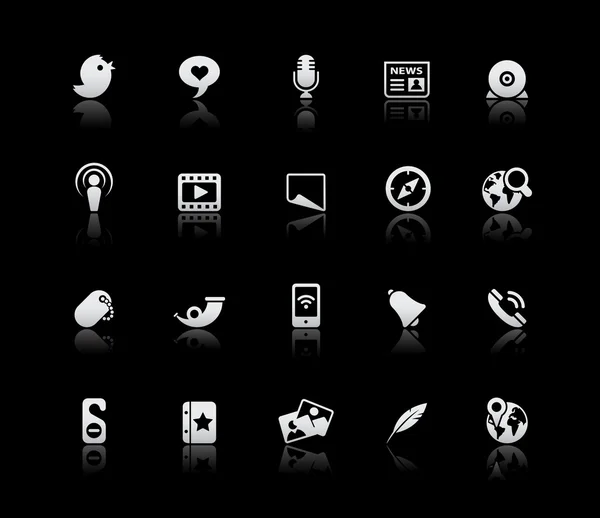 Stock vector Vector icons reflected in black background.