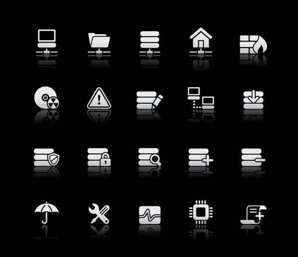 Vector Icons Reflected Black Background — Stock Vector
