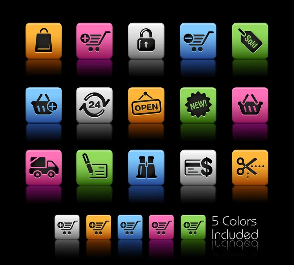 Iconos de compras / / Serie Colorbox — Archivo Imágenes Vectoriales