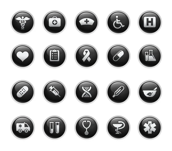 Iconos médicos / / Serie de etiquetas negras — Vector de stock