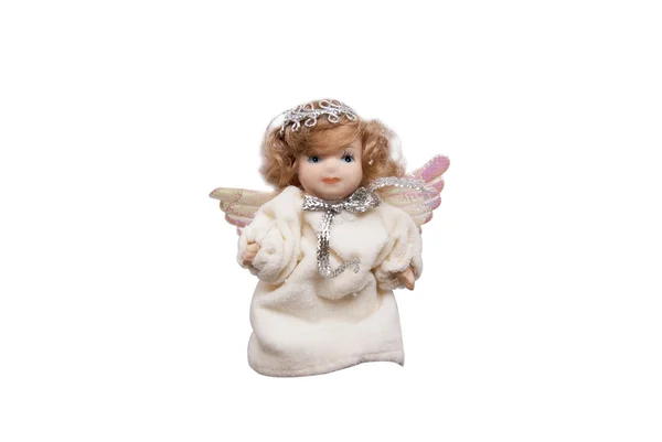 Muñeca de ángel vestida con un vestido antiguo con alas — Foto de Stock