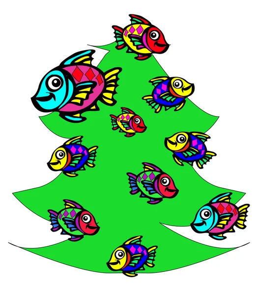 在圣诞树上的鱼 — 图库照片