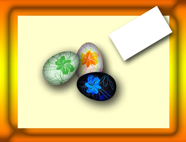 Pascua Muchos Colores Huevo Postal Con Los Deseos —  Fotos de Stock