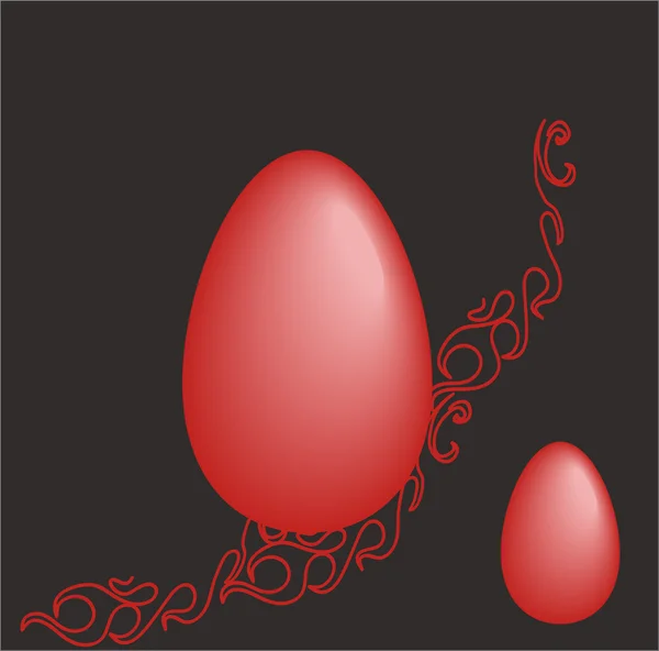 Červený symbol vejce na černém pozadí — Stockový vektor